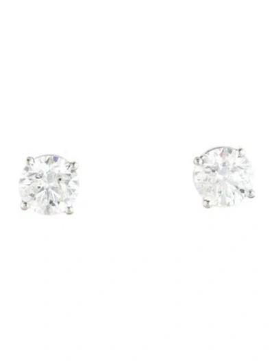 Pre-owned Earrings 14k 3.01ctw Diamond Solitaire Stud  In Multi