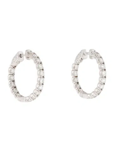 Pre-owned Earrings 14k 3.02ctw Diamond Inside-out Hoop  In Multi