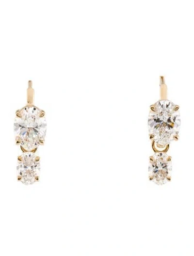 Pre-owned Earrings 14k 3.03ctw Lab-grown Diamond Drop Hoop  W/ Tags In Multi