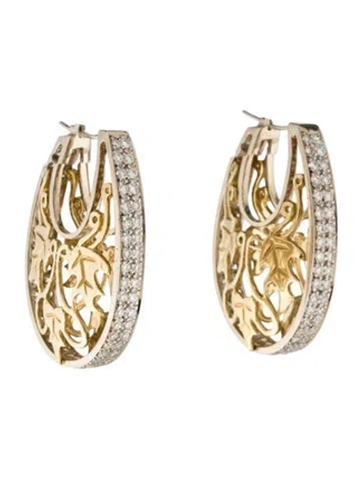 Pre-owned Earrings 14k 3.04ctw Diamond Hoops In Multi