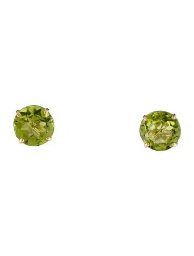 Pre-owned Earrings 14k 3.04ctw Peridot Stud  In Multi