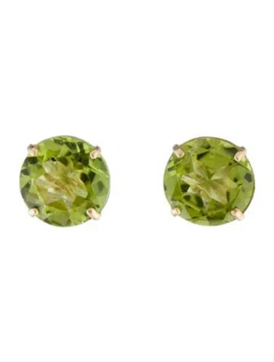 Pre-owned Earrings 14k 3.04ctw Peridot Stud  In Multi
