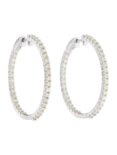 Pre-owned Earrings 14k 3.05ctw Diamond Inside Out Hoop  In Multi