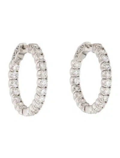 Pre-owned Earrings 14k 3.05ctw Diamond Inside-out Hoop  In Multi