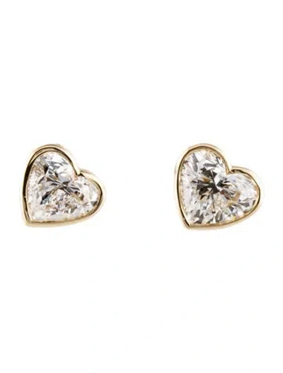 Pre-owned Earrings 14k 3.05ctw Lab-grown Diamond Heart Stud  W/ Tags In Multi