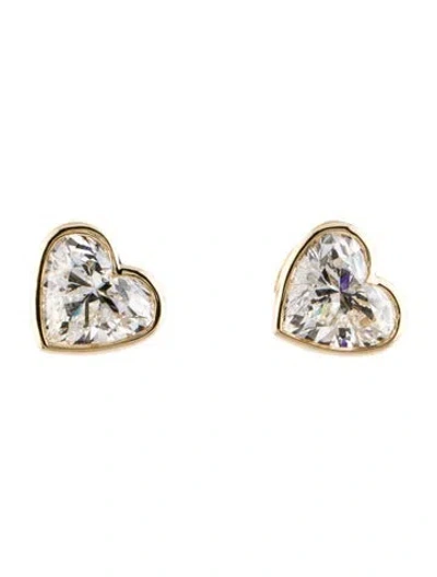 Pre-owned Earrings 14k 3.05ctw Lab-grown Diamond Heart Stud  W/ Tags In Multi