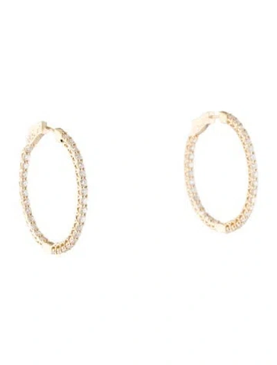 Pre-owned Earrings 14k 3.07ctw Diamond Inside-out Hoop  In Multi