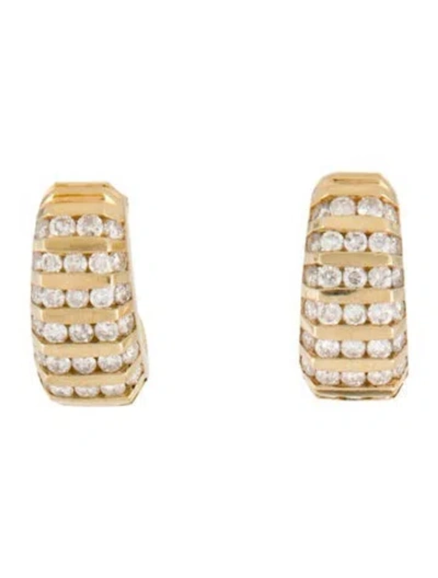 Pre-owned Earrings 14k 3.08ctw Diamond Curved Drop  In Multi