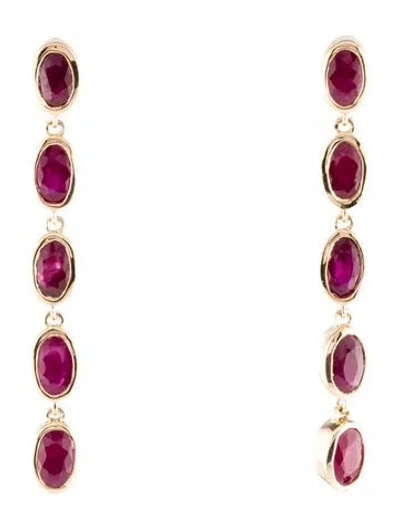 Pre-owned Earrings 14k 3.08ctw Ruby Drop  In Multi