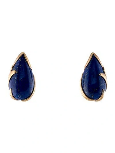 Pre-owned Earrings 14k 31.05ctw Lapis Lazuli Earclips In Multi
