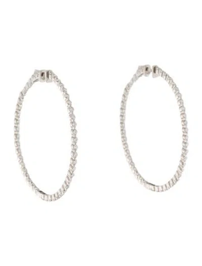 Pre-owned Earrings 14k 3.10ctw Diamond Inside-out Hoop  In Multi