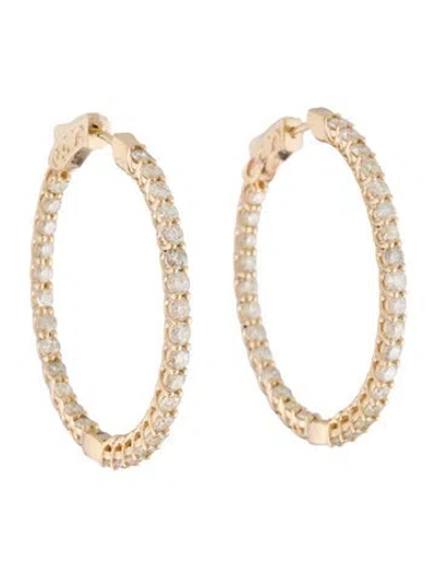 Pre-owned Earrings 14k 3.12ctw Diamond Inside Out Hoop  In Multi