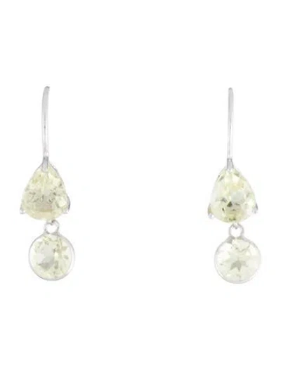 Pre-owned Earrings 14k 3.12ctw Quartz Drop  In Multi
