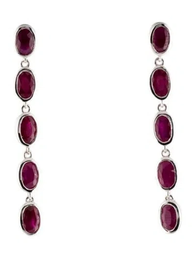 Pre-owned Earrings 14k 3.12ctw Ruby Drop  In Multi