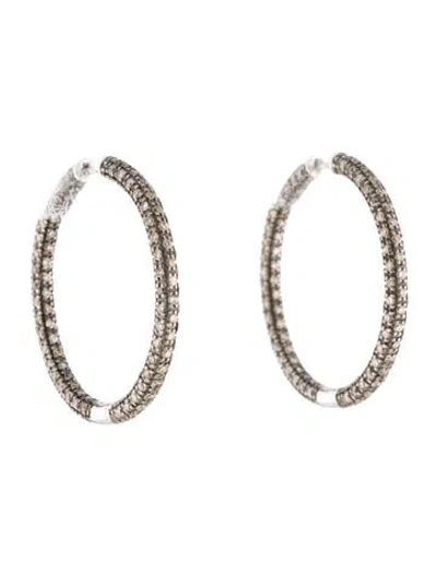 Pre-owned Earrings 14k 3.13ctw Diamond Inside-out Hoop  In Multi