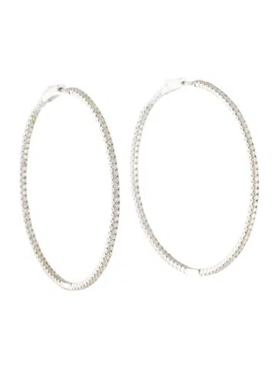 Pre-owned Earrings 14k 3.13ctw Diamond Inside-out Hoop  In Multi