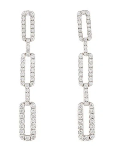 Pre-owned Earrings 14k 3.13ctw Lab-grown Diamond Paperclip Link Drop  In Multi