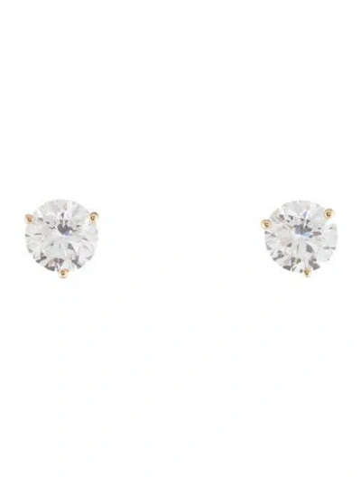 Pre-owned Earrings 14k 3.16ctw Lab-grown Diamond Solitaire Stud  In Multi