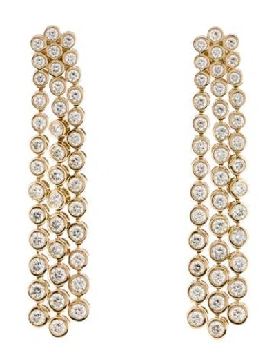 Pre-owned Earrings 14k 3.18ctw Diamond Tassel Drop  In Multi