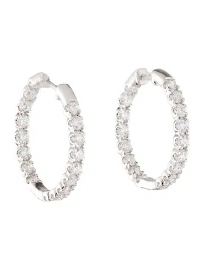 Pre-owned Earrings 14k 3.18ctw Lab-grown Diamond Inside-out Hoop  In Multi