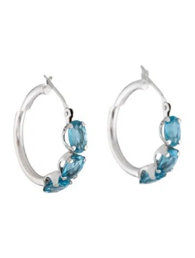 Pre-owned Earrings 14k 3.20ctw Topaz Hoop  In Multi