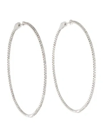 Pre-owned Earrings 14k 3.25ctw Diamond Inside-out Hoop  In Multi