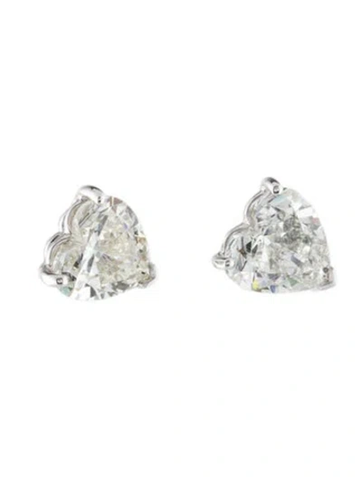 Pre-owned Earrings 14k 3.27ctw Lab-grown Diamond Heart Studs In Multi