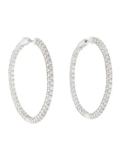 Pre-owned Earrings 14k 3.36ct Diamond Hoop  In Multi