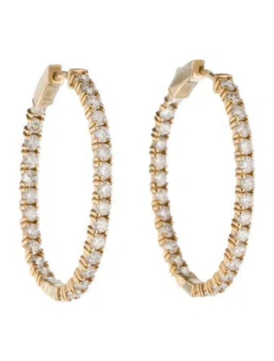 Pre-owned Earrings 14k 3.36ctw Diamond Inside Out Hoop  In Multi