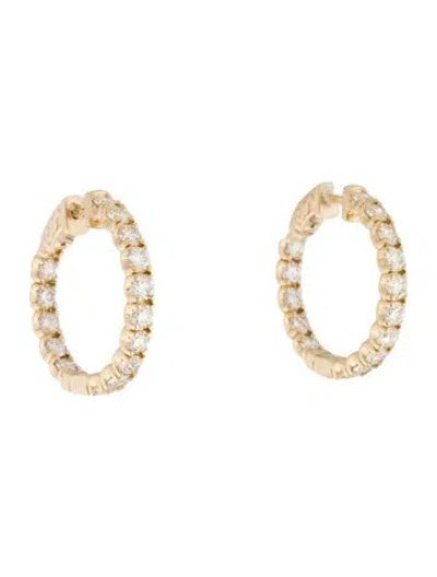 Pre-owned Earrings 14k 3.36ctw Diamond Inside-out Hoop  In Multi