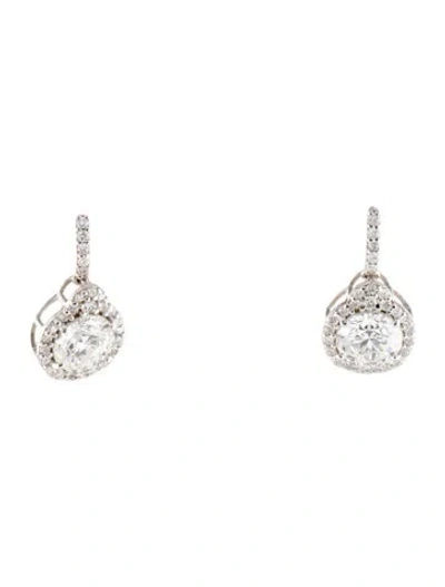 Pre-owned Earrings 14k 3.42ctw Lab-grown Diamond Drop  In Multi