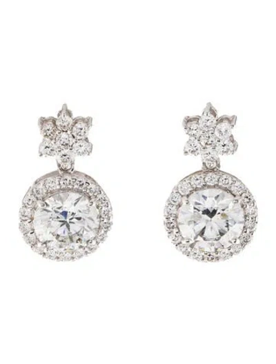 Pre-owned Earrings 14k 3.42ctw Lab-grown Diamond Drop  In Multi