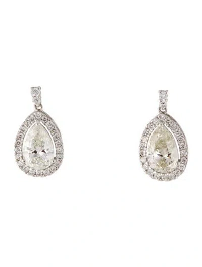 Pre-owned Earrings 14k 3.43ctw Lab-grown Diamond Drop  In Multi