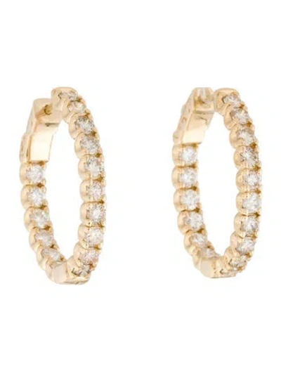 Pre-owned Earrings 14k 3.45ctw Diamond Inside-out Hoop  In Multi