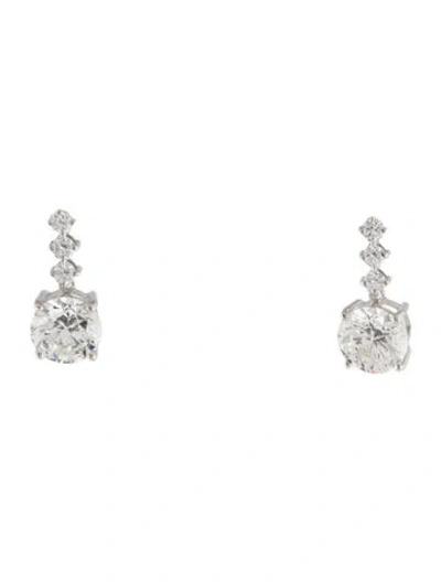 Pre-owned Earrings 14k 3.46ctw Lab-grown Diamond Drop  In Multi