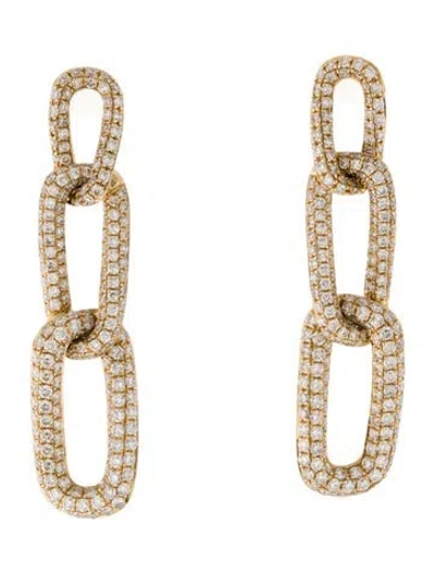 Pre-owned Earrings 14k 3.49ctw Diamond Link Drop  In Multi