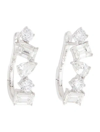 Pre-owned Earrings 14k 3.50ctw Lab-grown Diamond Hoops In Multi