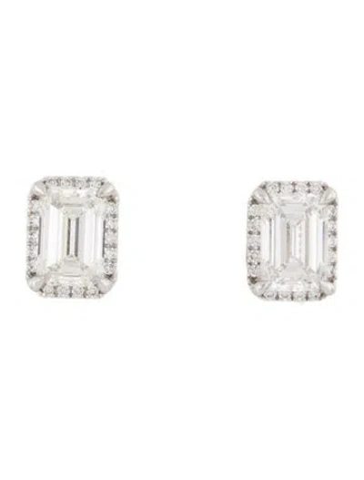 Pre-owned Earrings 14k 3.51ctw Lab-grown Diamond Halo Stud  In Multi