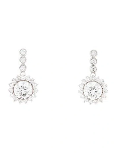 Pre-owned Earrings 14k 3.52ctw Lab-grown Driamond Drop  In Multi