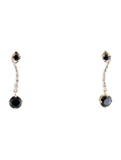 Pre-owned Earrings 14k 3.52ctw Sapphire & Diamond Drop  In Multi