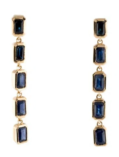 Pre-owned Earrings 14k 3.52ctw Sapphire Drop  In Multi