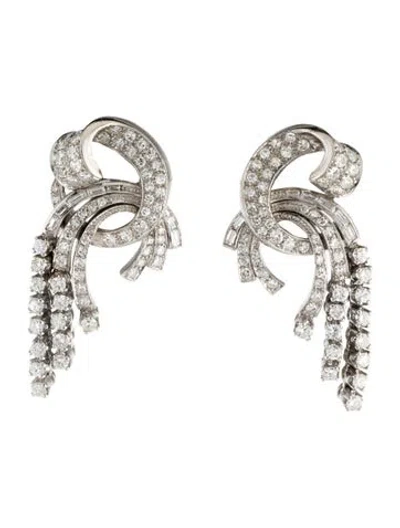 Pre-owned Earrings 14k 3.54ctw Diamond Drop Earclips In Multi