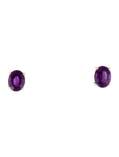 Pre-owned Earrings 14k 3.55ctw Amethyst Stud  In Multi
