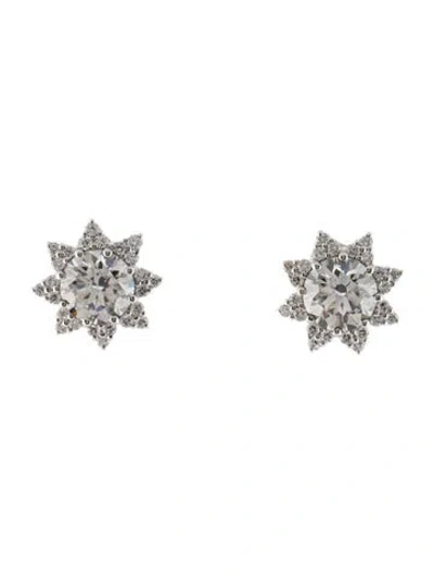 Pre-owned Earrings 14k 3.55ctw Lab-grown Diamond Sunflower Stud  In Multi
