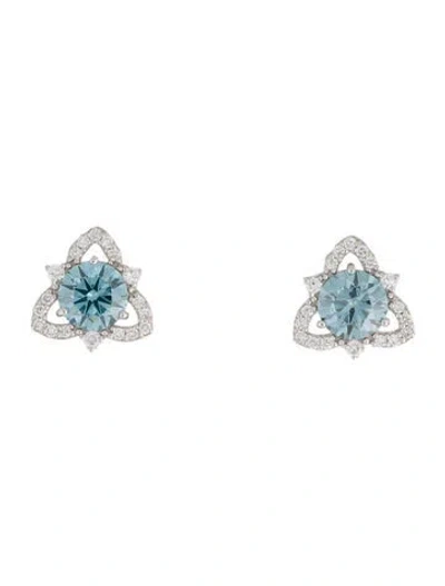 Pre-owned Earrings 14k 3.56ctw Lab-grown Diamond Triangular Halo Stud  In Multi