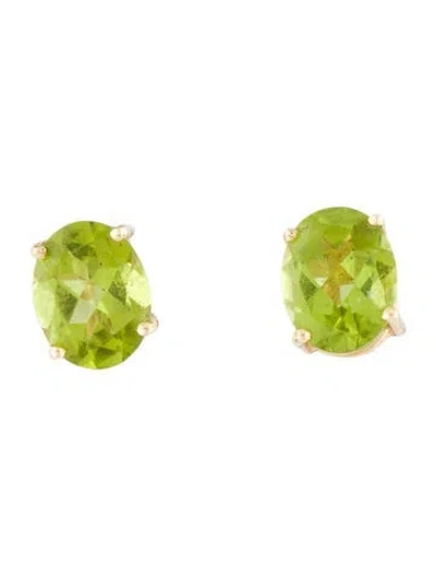 Pre-owned Earrings 14k 3.57ctw Peridot Stud  In Multi