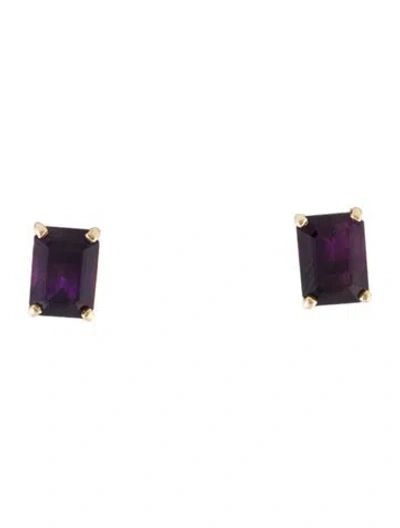 Pre-owned Earrings 14k 3.60ctw Amethyst Stud  In Multi
