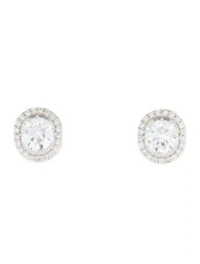 Pre-owned Earrings 14k 3.62ctw Lab-grown Diamond Halo Stud  In Multi