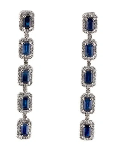 Pre-owned Earrings 14k 3.62ctw Sapphire & Diamond Drop  In Multi