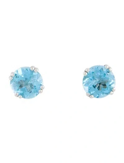 Pre-owned Earrings 14k 3.64ctw Topaz Stud  In Multi